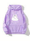 Feline Fashionista: Cute Cat Print Hoodie for Women, featuring Versatile Drawstring & Kangaroo Pocket