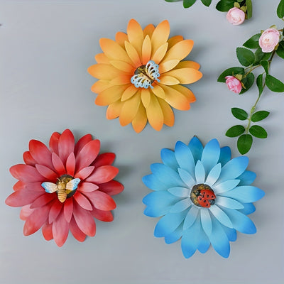 Enhance Your Outdoor Space with our Unique Metal Art Flower Wall Decor