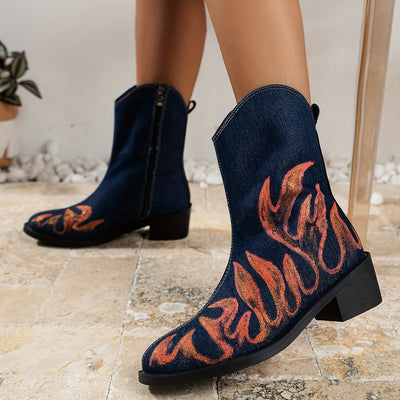 Stylish and Comfortable Women's Printed Chunky Heel Boots: A Perfect Blend of Fashion and Function