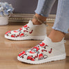 aStylish Women's Santa Claus Pattern Sneakers: Breathable Knit Outdoor Shoes for a Comfortable and Festive Christmas