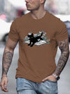 Men's Summer Graphic Tee with Black Cat Pattern Print: Embrace Style and Comfort with Temu's Slightly Stretch T-Shirt