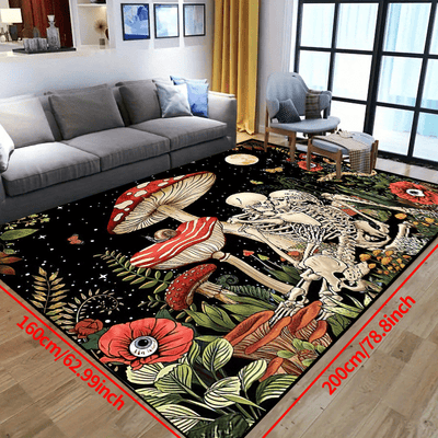 Fantasy Mushroom Print Rug: A Romantic & Spooky Addition to Your Home Décor Collection