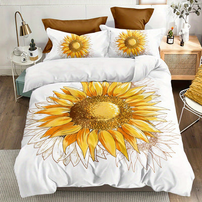 Vibrant Sunflower Dreams: Duvet Cover Set for a Soft and Stylish Bedroom! (1*Duvet Cover + 2*Pillowcases, Without Core)