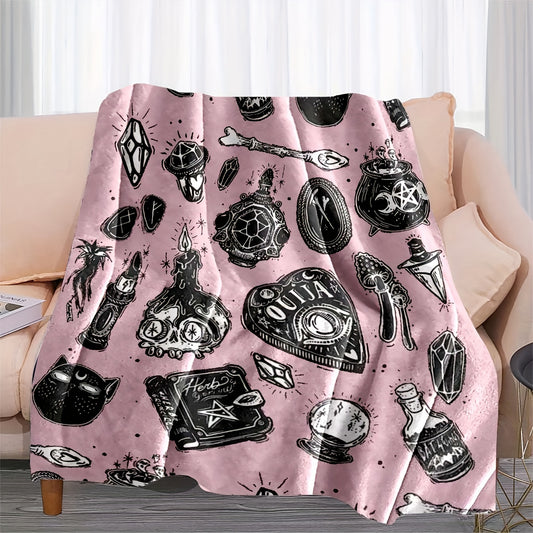 Cozy and Stylish Witch Pattern Blanket: Your Ultimate Gift for Family and Friends - Perfect for All Seasons and Occasions