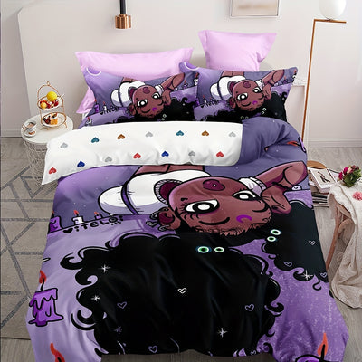 Black Girl Print Duvet Cover Set: Stylish and Comfortable Duvet Cover Set for a Chic Bedroom Ambiance(1*Duvet Cover + 2*Pillowcases, Without Core)