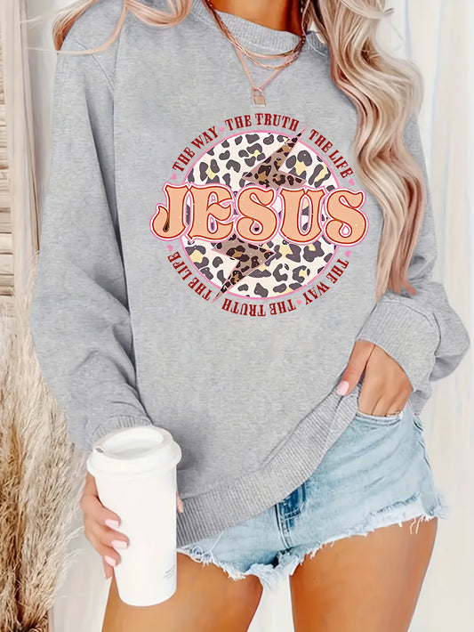 This Leopard Letter Print Pullover Sweatshirt combines vintage design with modern comfort. Made with a long sleeve crew neck and featuring a bold leopard print, this sweatshirt is perfect for any fashion-forward woman. Stay warm and stylish with this must-have addition to your wardrobe.