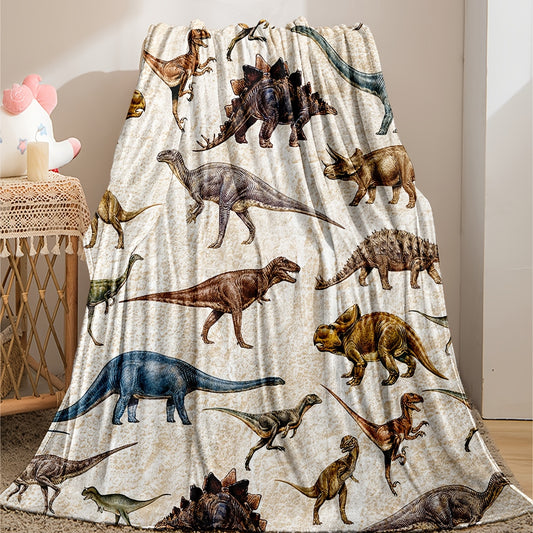 Snuggle Up with Dinosaur Printed Flannel Blanket - Soft & Comfy for Kids & Adults at Home, Picnics, & Travel! - Perfect Christmas/Halloween/Birthday Gift!