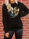 Skull Love Print Pullover Sweatshirt, Casual Long Sleeve Crew Neck Sweatshirt For Fall & Winter, Women's Clothing