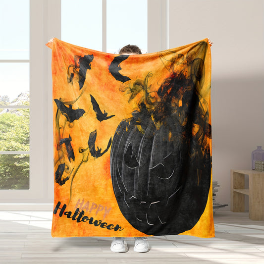 This Halloween-inspired flannel blanket is perfect for any day of the year! It's cozy and soft, with a unique horror pumpkin and bat print that adds a spooky touch to any room. It's also versatile, making it perfect for sofa, nap, or lunch break use.