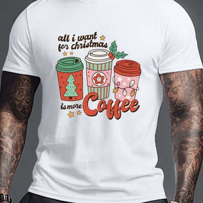 Coffee Letter: Men's Comfy Chic T-Shirt - Graphic Tee for Men's Summer Outdoor Style - Perfect Gift for Coffee-Loving Men!