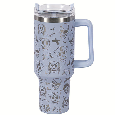 40oz Skull Design Double-Layer Vacuum Technology Tumbler - Perfect for Sports, Fitness, and Travel - Ideal Gift for Kids and Adults