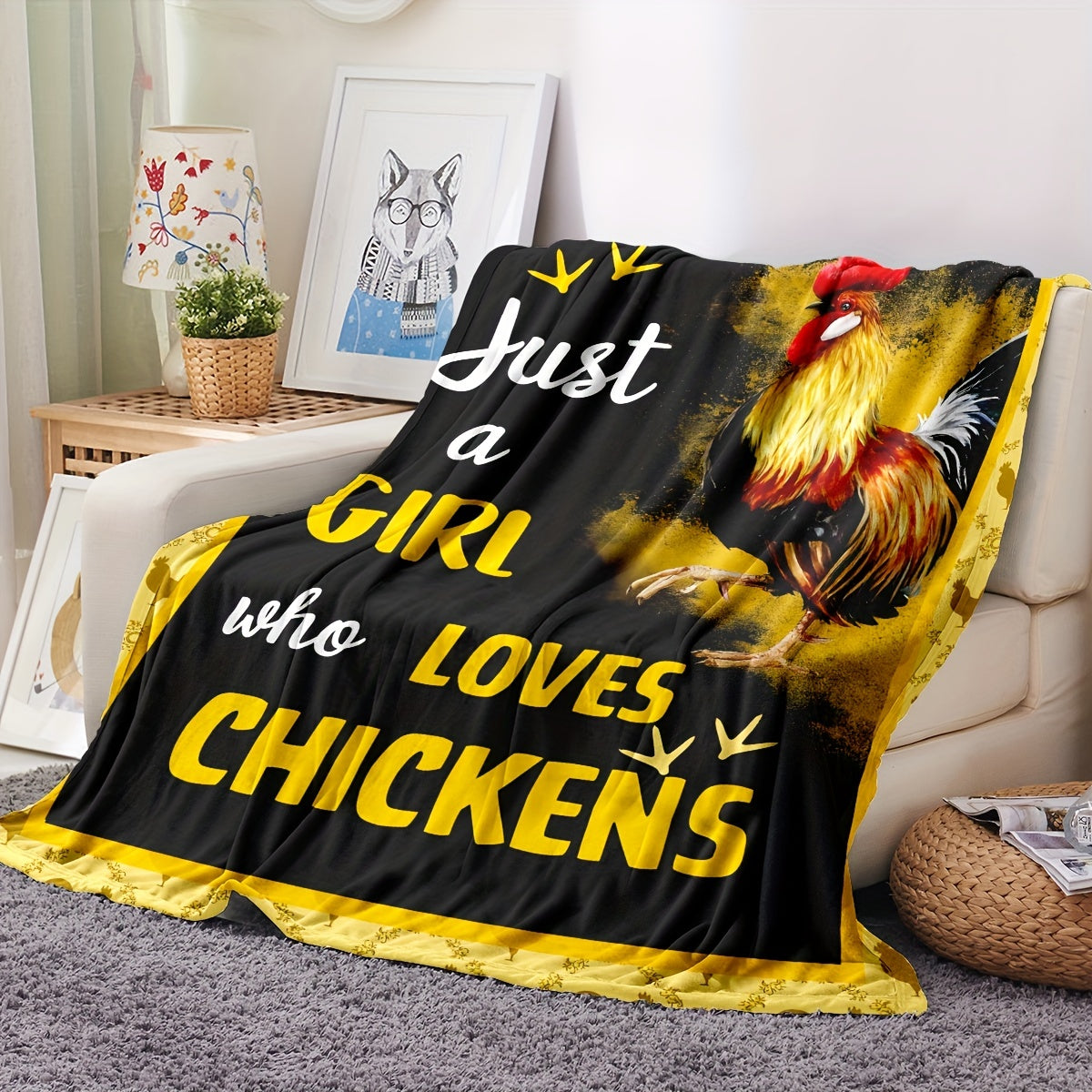 Keep warm and cozy anywhere with the Multi-Purpose Big Rooster Printed Blanket. Made of a soft, lightweight fabric, this blanket provides insulation and comfort without extra bulk. Perfect for both indoor and outdoor use.