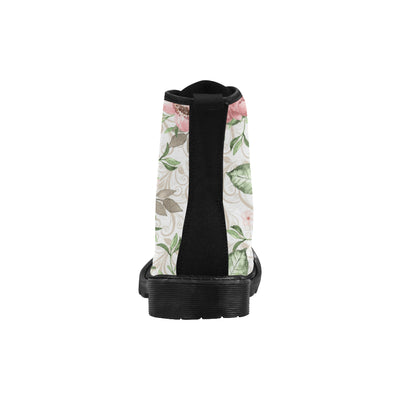 Pink Romance Boots, Watercolor Floral Martin Boots for Women