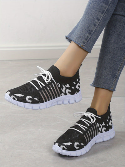 Step into Style and Comfort with Women's Mesh Breathable Print Woven Sneakers