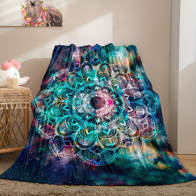 Bohemian Flowers: Super Soft Mandala Totem Flannel Blanket for Kids and Adults - Premium Plush Throw Blanket for Bedroom, Bed, Sofa, Chair - Perfect Birthday and Christmas Decor Gift