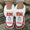 Cozy and Stylish: Christmas Print Plush-Lined Furry Boat Shoes for a Warm and Comfortable Winter