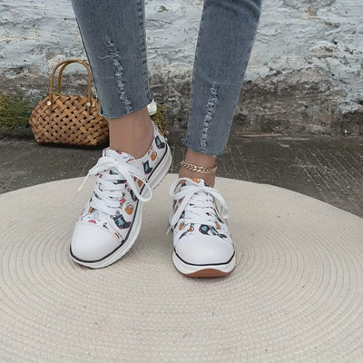 Festive Feet: Women's Christmas-style Canvas Sneakers for Comfy and Stylish Holiday Season