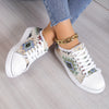 Stylish and Comfortable Women's Geometric Pattern Canvas Shoes: Lightweight Low Top Sneakers for Casual Outdoor Wear