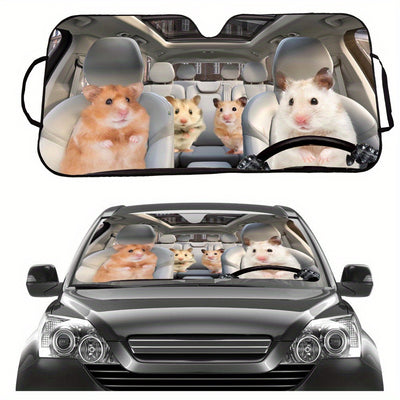 Keep Your Car Cool with the Cute Hamster Print Car Sunshade – A Stylish Sun Visor for Optimal Sun Protection and Interior Car Accessories