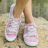 Women's Colors Striped Pattern Canvas Shoes, Lightweight Outdoor Shoes