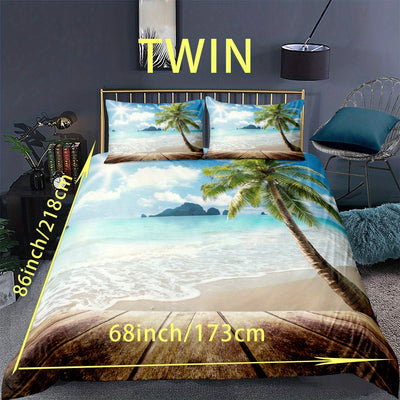 Sunny Beach Palm Tree Duvet Cover Set: Embrace the Tropical Vibes in Your Bedroom