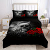 Skull Rose Print Duvet Cover Set: Soft and Comfortable Bedding for a Unique Bedroom Décor