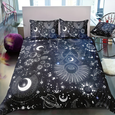 Mystic Astrology Constellation Duvet Cover Set: Triangle Eye Design for a Soft and Comfortable Bedroom Experience (1*Duvet Cover + 2*Pillowcases, Without Core)