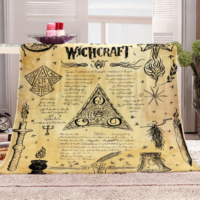 Mystical Magic Element Blanket: Unleash the Wonders of the Witch's Spell Book with this Cozy Flannel Throw