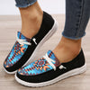 Lightweight Geometric Pattern Canvas Shoes for Women - Non-Slip Low Top Casual Walking Shoes in Black