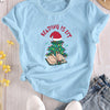 Festive & Stylish: Christmas Tree Print Tee - Women's Casual Short Sleeve Crew Neck T-Shirt