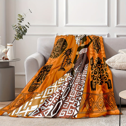 Cozy African Woman Flannel Blanket: Your Ultimate Companion for Sofa, Office, Bed, and Traveling