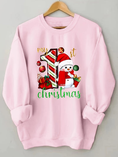 Festive Charm: Christmas Print Sweatshirt for Women - Cozy and Stylish!