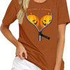 Pumpkin Zipper Pattern T-Shirt: A Stylish and Spooky Addition to Women's Clothing Collection
