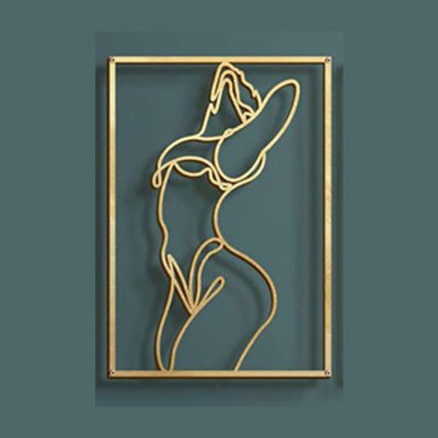 Silhouette Female Body Abstract Line, Metal Sign Line Art Wall Decor