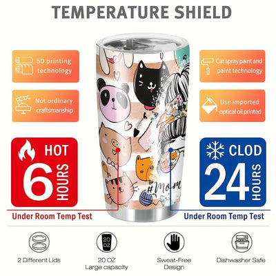 Refresh and Hydrate in Style: 20oz Cartoon Pattern Stainless Steel Water Bottle - Vacuum Insulated for Outdoor Activities, Sports, Fitness, and Travel