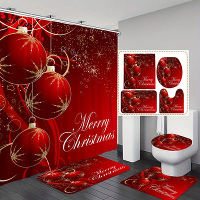 Vibrant Red Pendant Light Shower Curtain Set: Elevate Your Bathroom Decor with Style and Functionality