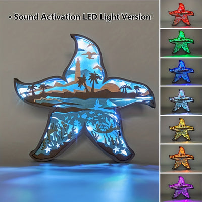 Starfish 3D Wooden Art Carving: Exquisite Home Decor, Art Night Light & Memorable Holiday Gift