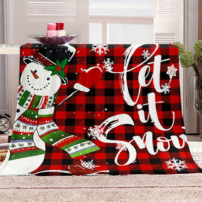 Cozy Comfort: Christmas Theme Blanket with Cartoon Snowman Print for Ultimate Warmth and Style