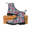 Floral Seamless Pattern Boots, Burgundy Navy Floral 1 Martin Boots for Women