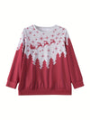 Cozy and Festive: Women's Plus Size Christmas Tree Reindeer Sweatshirt Perfect for the Holiday Season