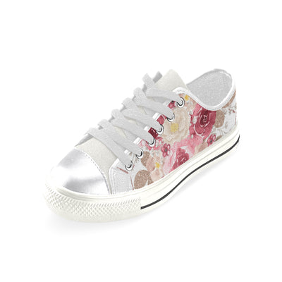 Cute Rose Bouquet Shoes, Pink Flower Women's Classic Canvas Shoes