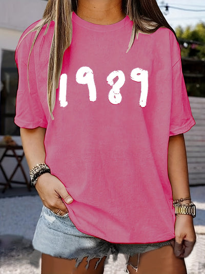 1989 Letter Print Crew Neck T-Shirt: A Stylish Summer Essential for Women's Casual Wardrobe