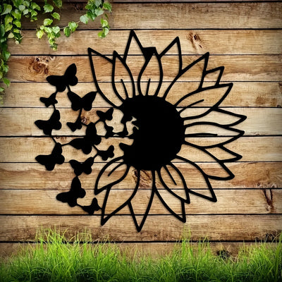 Add a touch of style and elegance to your home with this modern butterfly sunflower metal wall art hanging. Its beautiful design and vibrant colors make it the perfect decoration for birthday parties and as a home décor. Plus, its light weight and easy to mount design make it an effortless addition to any room.