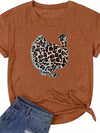 Turkey Leopard Pattern Crew Neck T-Shirt: Embrace Casual Chic for Spring/Summer with this Women's Fashion Essential