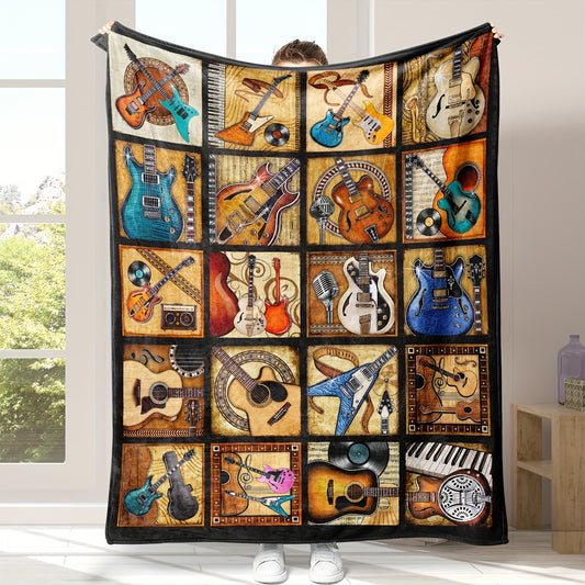 Our Guitar Pattern Flannel Blanket is the perfect gift for music lovers. This multi-purpose blanket is made of soft flannel fabric and features an eye-catching guitar pattern. Its cozy yet lightweight design makes it perfect for snuggling up on the couch or taking along on outdoor adventures.