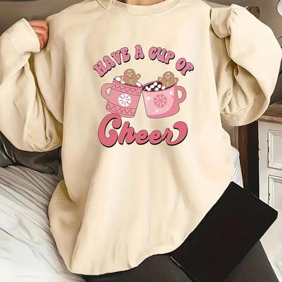 Coffee Lover's Christmas Sweatshirt: Cozy Crew Neck Long Sleeve for Women