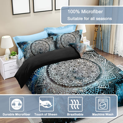 Mystical Mandalas: Galaxy Ramadan Décor Duvet Set - Enhance Your Guest Room(1*Duvet Cover + 2*Pillowcases, Without Core)