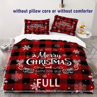 Festive Snowflake Dreams: 3-Piece Christmas Theme Duvet Cover Set for Cozy Bedroom Décor
