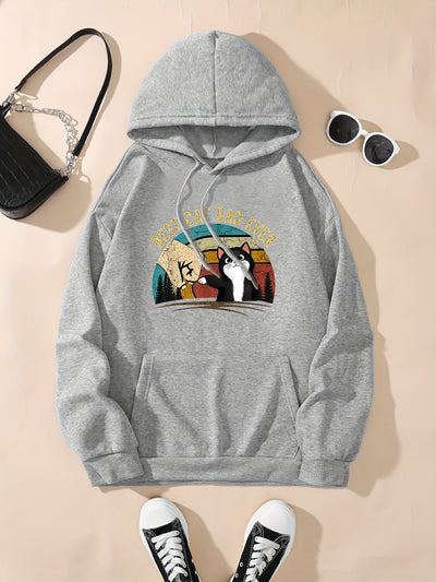 Indulge in the adorably stylish look of our Cute Kitten Boxing Print Hoodie for Women. Featuring a charming kitten boxing print, this sweatshirt is perfect for any animal lover. Stay warm and fashionable with this must-have addition to your wardrobe.