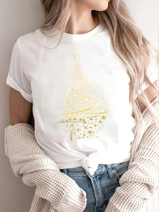 This Shimmering Elegance T-shirt offers a fun, eye-catching look for the season. With its shiny graphic print crew neck design, you'll be sure to stand out in any crowd. Made from lightweight and comfortable fabric, this fashionable shirt is perfect for any outdoor event during the spring and summer months.